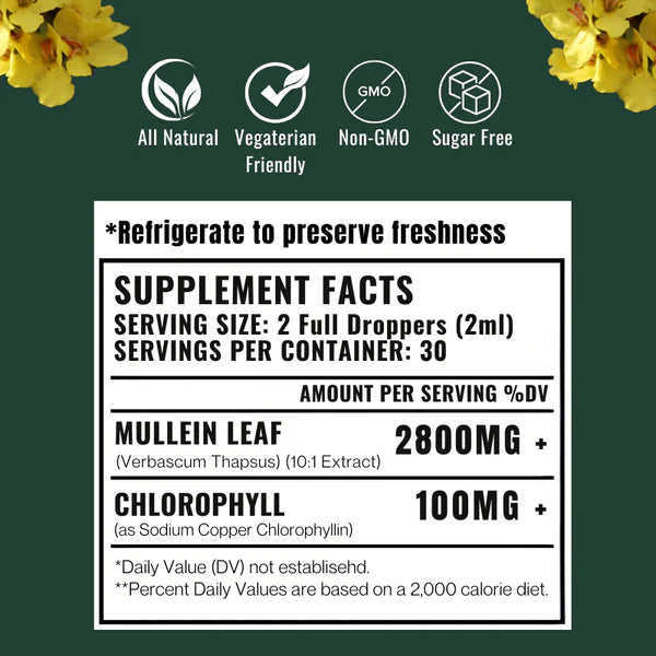 Fórmula Natural Limpia Pulmones MULLEIN, en gotas - ENVÍO GRATIS