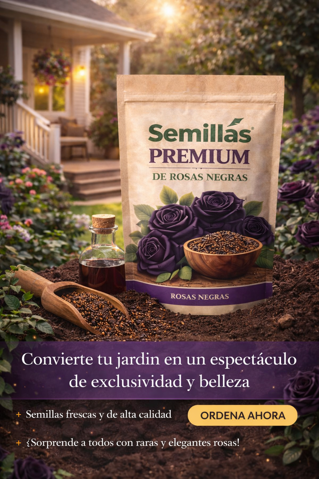 SEMILLAS PREMIUM DE ROSAS NEGRAS